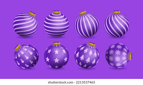 Set mit violettem Weihnachtsbaustil, mit verschiedenen Mustern, in Violetttönen