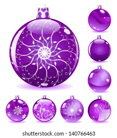 Set of purple Christmas balls