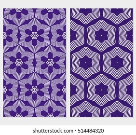 set of purple color seamless pattern. sacred flower geometry. vector illusstration.