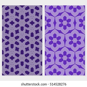 set of purple color seamless pattern. sacred flower geometry. vector illusstration.