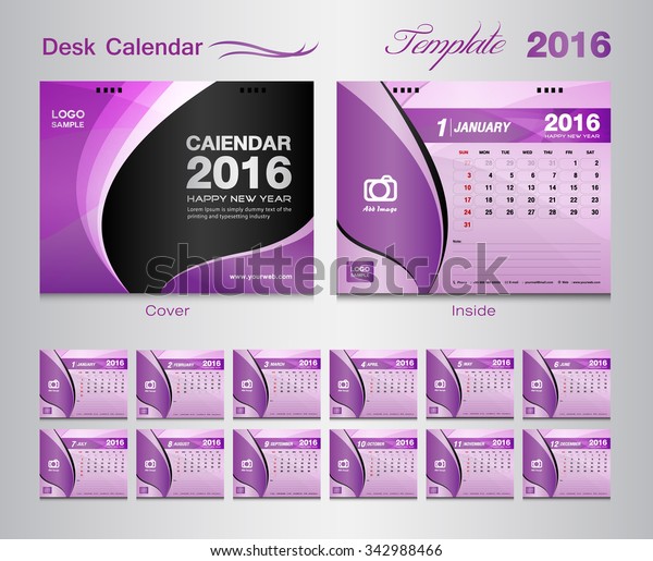 Set Purple Desk Calendar Vector Design Stock Vector Royalty Free