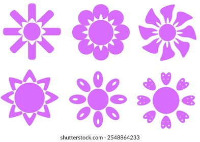 conjunto de roxo ícone da flor pacote.
flor roxa decorativa.
vetor de flor roxa.