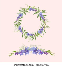 Set of purple flowers vector illustration