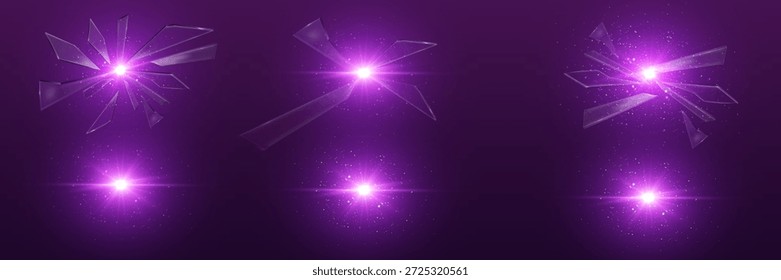 Conjunto de efeitos de explosão de vidro roxo.