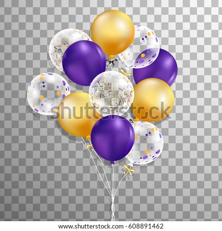 Download Set Purple Gold Transparent Confetti Helium เวกเตอร์สต็อก ...
