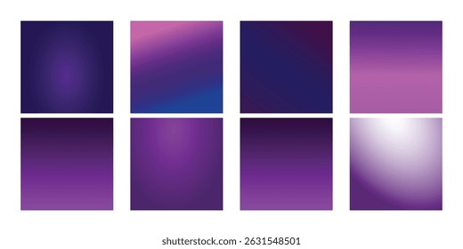 set of purple gradients, purple gradient set vector. vibrant gradient colors for design