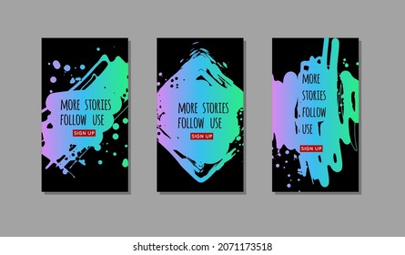 Set of purple ink brush stroke on black background. Japanese style. Vector illustration of grunge stains