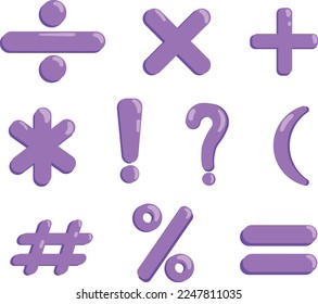 Set Purple Maths symbols vector illustration
