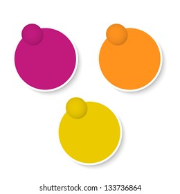 Set of purple, orange and yellow circle blank labels / circle template