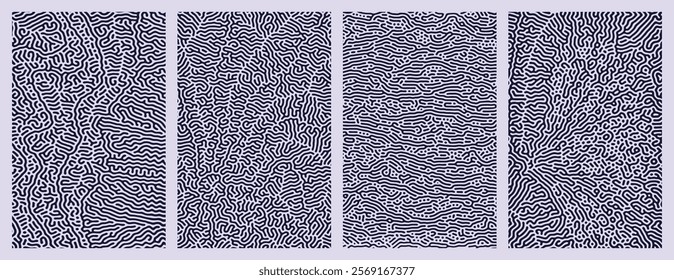 set of purple organic turing abstract lines pattern background. pack collection design