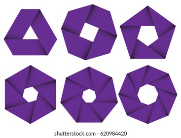 Set of purple overlapping circular charts for your text showing step by step or process cycle concept