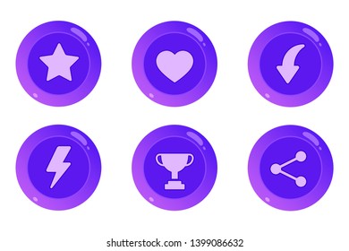 
set of purple pink round game buttons