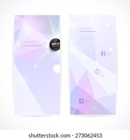 Set of purple polygonal geometric backgrounds for modern design