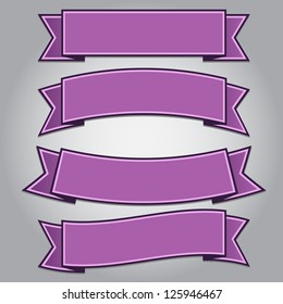 Set of purple ribbon banners isolated,vector illustration