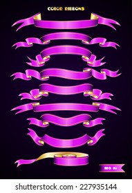 Set of purple ribbons eps 10