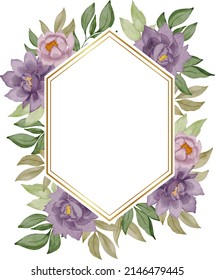 set of purple rose gold frame watercolor