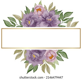 set of purple rose gold frame watercolor