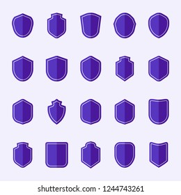 Set of purple shield icon vectors