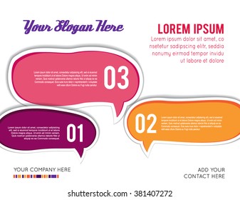 Set of purple speech bubbles with shadow, vector