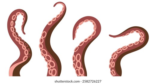 Set of purple tentacles octopus Vector illustration