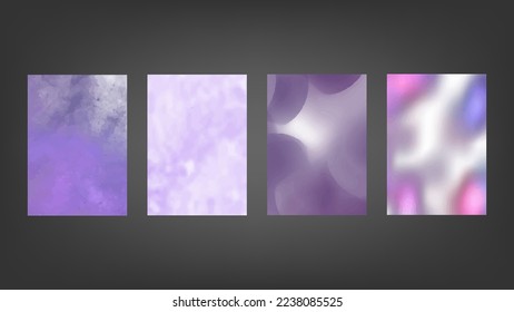 Set of purple vector watercolor backgrounds for poster, brochure or flyer, Bundle of watercolor posters, flyers or cards. Banner template.