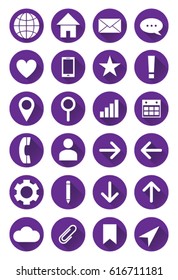 Set of purple vector web icons for websites emails and mobile applications