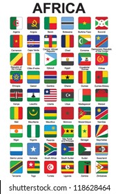 set of push buttons with African countries flags vector illustration