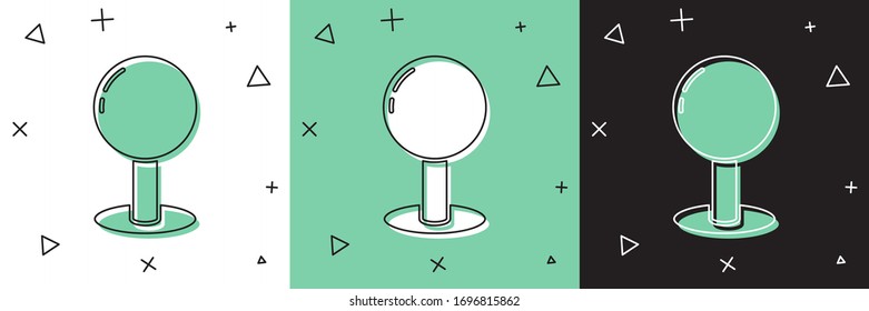 Set Push pin icon isolated on white and green, black background. Thumbtacks sign.  Vector Illustration
