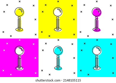 Set Push pin icon isolated on color background. Thumbtacks sign.  Vector