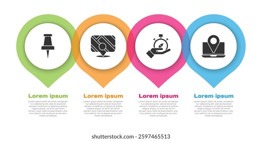Set Push pin, Infographic of city map navigation, Compass and Laptop with location marker. Business infographic template. Vector
