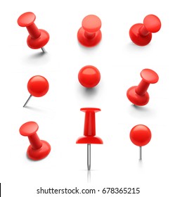 Set of push pins in different angles. Vector illustration. - Shutterstock ID 678365215