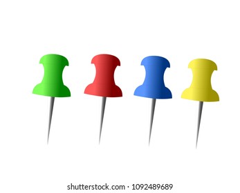 Set of push pins or thumb tags - Cartoon Vector Image