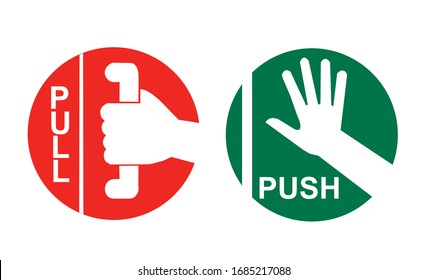 Set Of Push Pull Hand Sign Vector Illustration