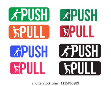 Set of Push and pull icon. Plate,door pointer. Vector illustration. Isolated on white background