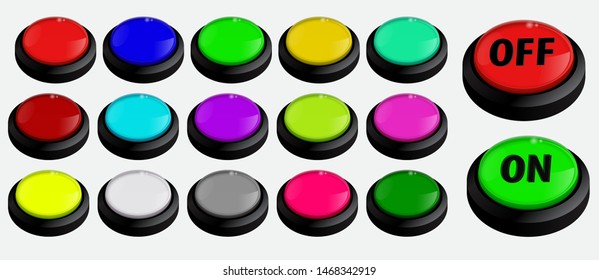 set of push web button in on off concept, or engine start or on off button. easy to modify