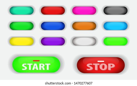 set of push web button in on off concept, or engine start or on off button. easy to modify