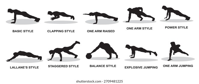 conjunto de Ilustración vectorial Pushup