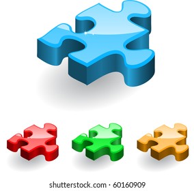 Set of a puzzle element different colors. Vector.