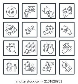 set of Puzzle elements symbol template for graphic and web design collection logo vector illustration