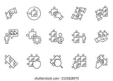 set of Puzzle elements symbol template for graphic and web design collection logo vector illustration