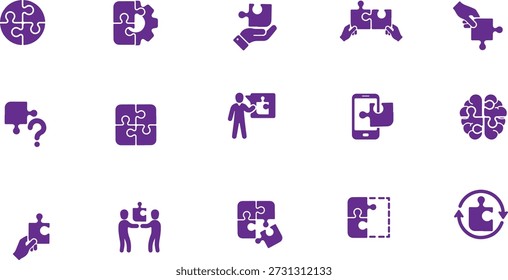 set of Puzzle icon vector design , puzzle play vector , solution symbols