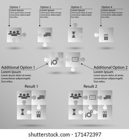 Set of puzzle for infographic on white background. Vector