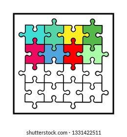 Set of puzzle jigsaw elements. Puzzle symbol icon. Vector