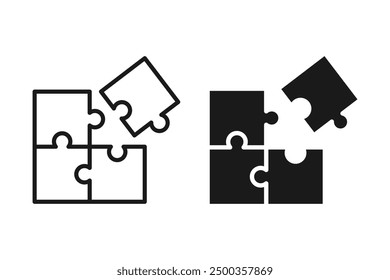 Set of Puzzle or jigsaw icon vector isolated on blank background. color editable