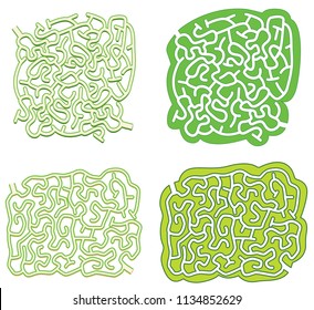 Un conjunto de ilustraciones de la plantilla de juego de máscaras de rompecabezas