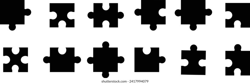 Set of puzzle with pieces or autism awareness flat vector icon, World Autism Awareness Day. Puzzle game stock, Puzzle Connection Design, isolated on transparent background, for apps and websites.