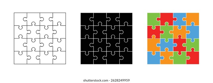 Set of puzzle pieces. Different variations of puzzle pieces