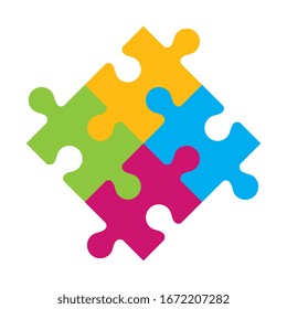 set of puzzle pieces icons vector illustration design