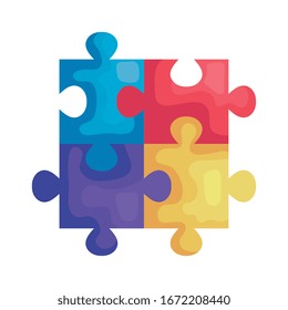 set of puzzle pieces icons vector illustration design