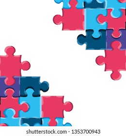 set of puzzle pieces isolated icon
